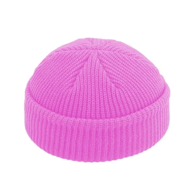 Brimless Hats Hip Hop Beanie Skullcap Street Knitted Hat Women Men Acrylic Unisex Casual Solid Pumpkin Portable Melon Cap