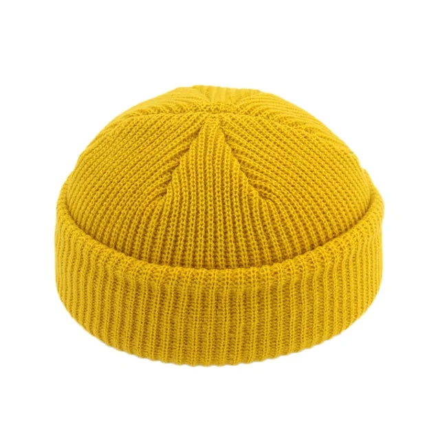 Brimless Hats Hip Hop Beanie Skullcap Street Knitted Hat Women Men Acrylic Unisex Casual Solid Pumpkin Portable Melon Cap