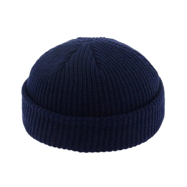 Brimless Hats Hip Hop Beanie Skullcap Street Knitted Hat Women Men Acrylic Unisex Casual Solid Pumpkin Portable Melon Cap