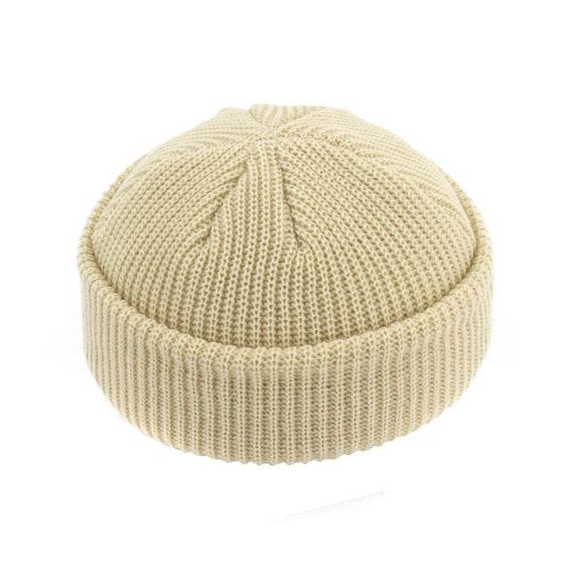 Brimless Hats Hip Hop Beanie Skullcap Street Knitted Hat Women Men Acrylic Unisex Casual Solid Pumpkin Portable Melon Cap