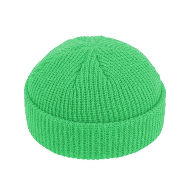 Brimless Hats Hip Hop Beanie Skullcap Street Knitted Hat Women Men Acrylic Unisex Casual Solid Pumpkin Portable Melon Cap