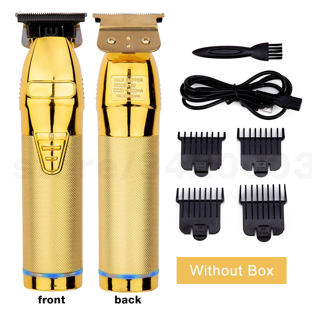 Gold Electric Trimmer For Men Cordless Shaver Barber Hair Clipper