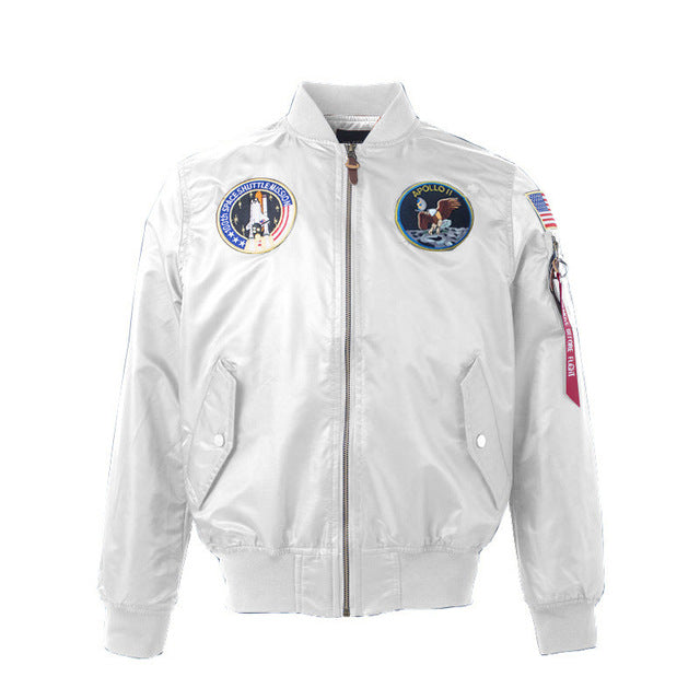 Autumn Apollo Thin 100th SPACE SHUTTLE MISSION Thin MA1 Bomber Hiphop US Air Force Pilot Flight Korean College Jacket For Men