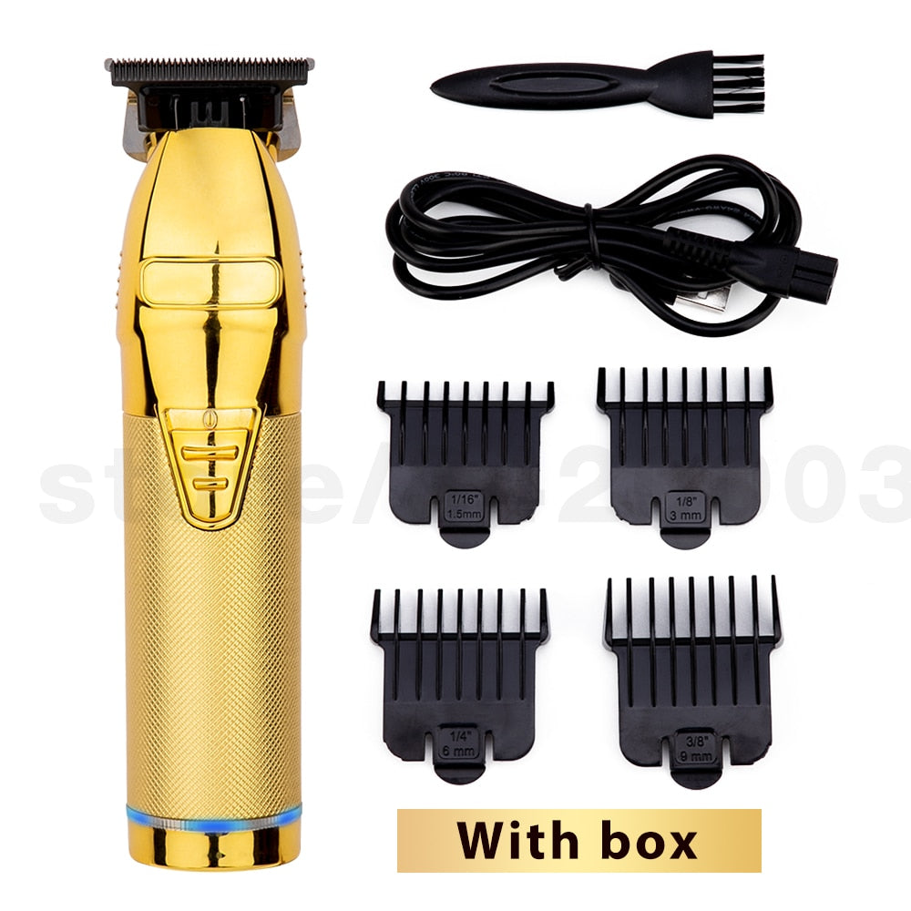 Gold Electric Trimmer For Men Cordless Shaver Barber Hair Clipper