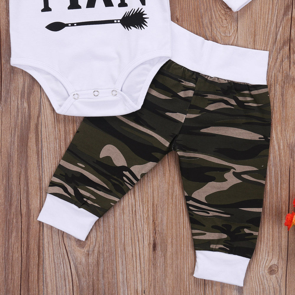 3Pcs Newborn Baby Boy Camo Tops Romper Pants