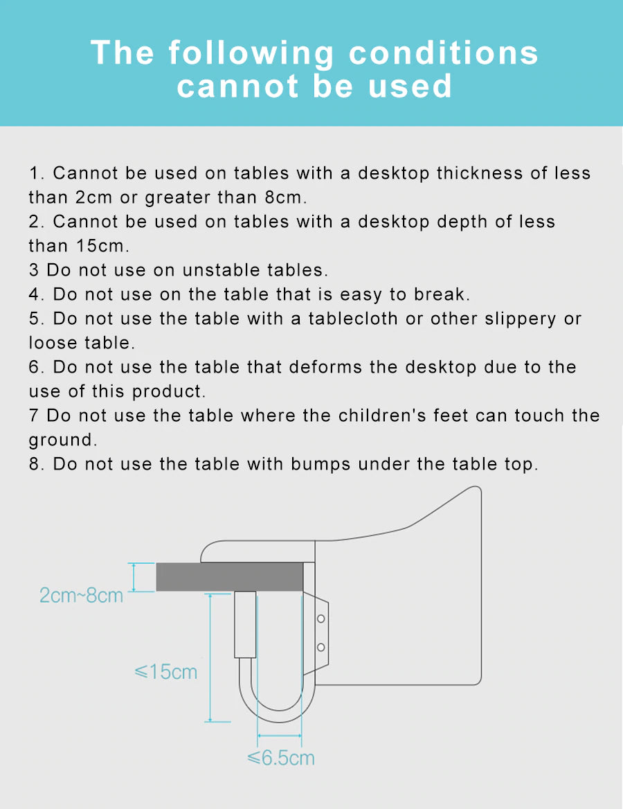 Portable Baby Dinning Chair  Foldable  Highchair Safety  Seat Booster Can Withstand 18 kg  Dinning Hook-on Chair Harness