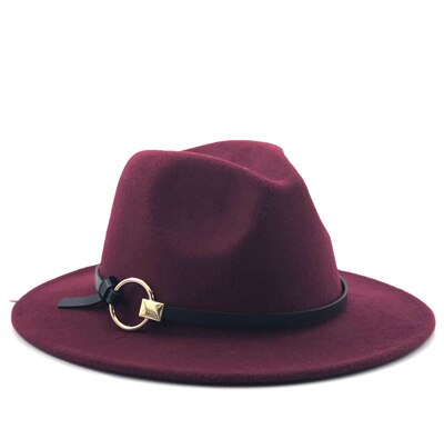 Wool Fedora Hat Hawkins Felt Cap Wide Brim Ladies Trilby Chapeu Feminino Hat Women Men Jazz Church Godfather Sombrero Caps