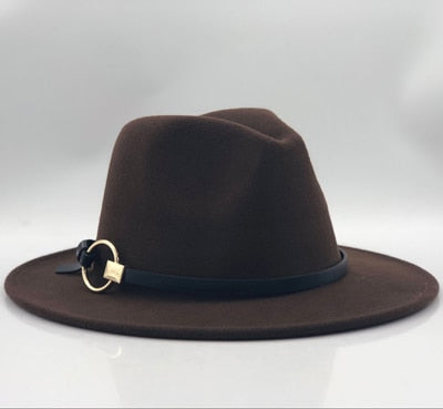 Wool Fedora Hat Hawkins Felt Cap Wide Brim Ladies Trilby Chapeu Feminino Hat Women Men Jazz Church Godfather Sombrero Caps