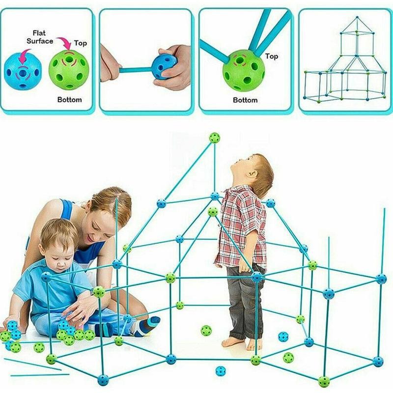 Castles Tunnels Kids Tent Play Construction Fort Building Kit Toy DIY Fortress Outdoor Sports Games Toys For Children Gift