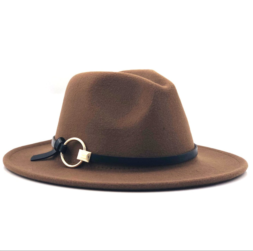 Wool Fedora Hat Hawkins Felt Cap Wide Brim Ladies Trilby Chapeu Feminino Hat Women Men Jazz Church Godfather Sombrero Caps