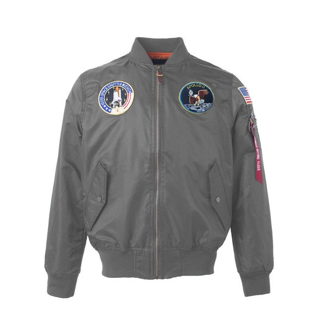 Autumn Apollo Thin 100th SPACE SHUTTLE MISSION Thin MA1 Bomber Hiphop US Air Force Pilot Flight Korean College Jacket For Men