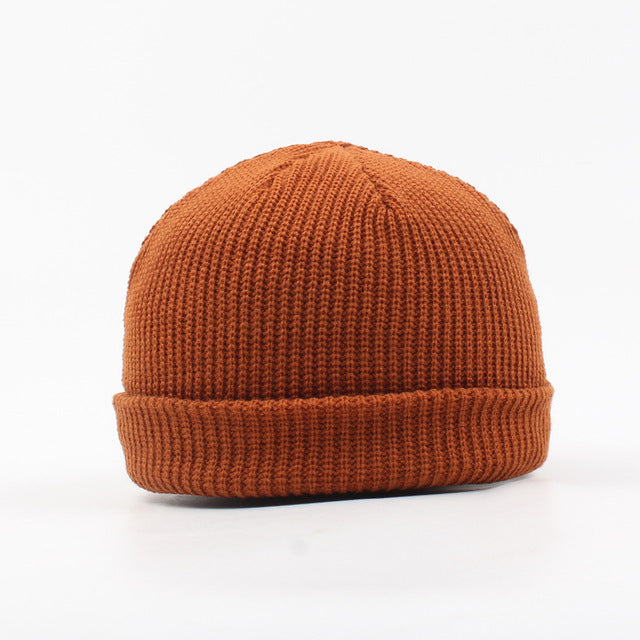 Brimless Hats Hip Hop Beanie Skullcap Street Knitted Hat Women Men Acrylic Unisex Casual Solid Pumpkin Portable Melon Cap