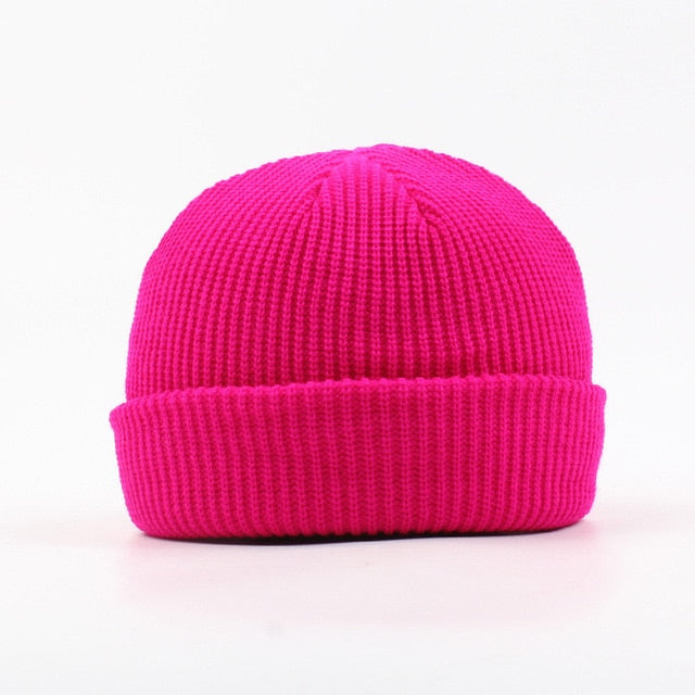 Brimless Hats Hip Hop Beanie Skullcap Street Knitted Hat Women Men Acrylic Unisex Casual Solid Pumpkin Portable Melon Cap