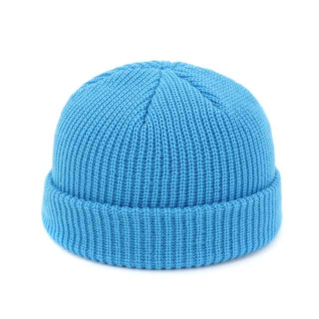 Brimless Hats Hip Hop Beanie Skullcap Street Knitted Hat Women Men Acrylic Unisex Casual Solid Pumpkin Portable Melon Cap