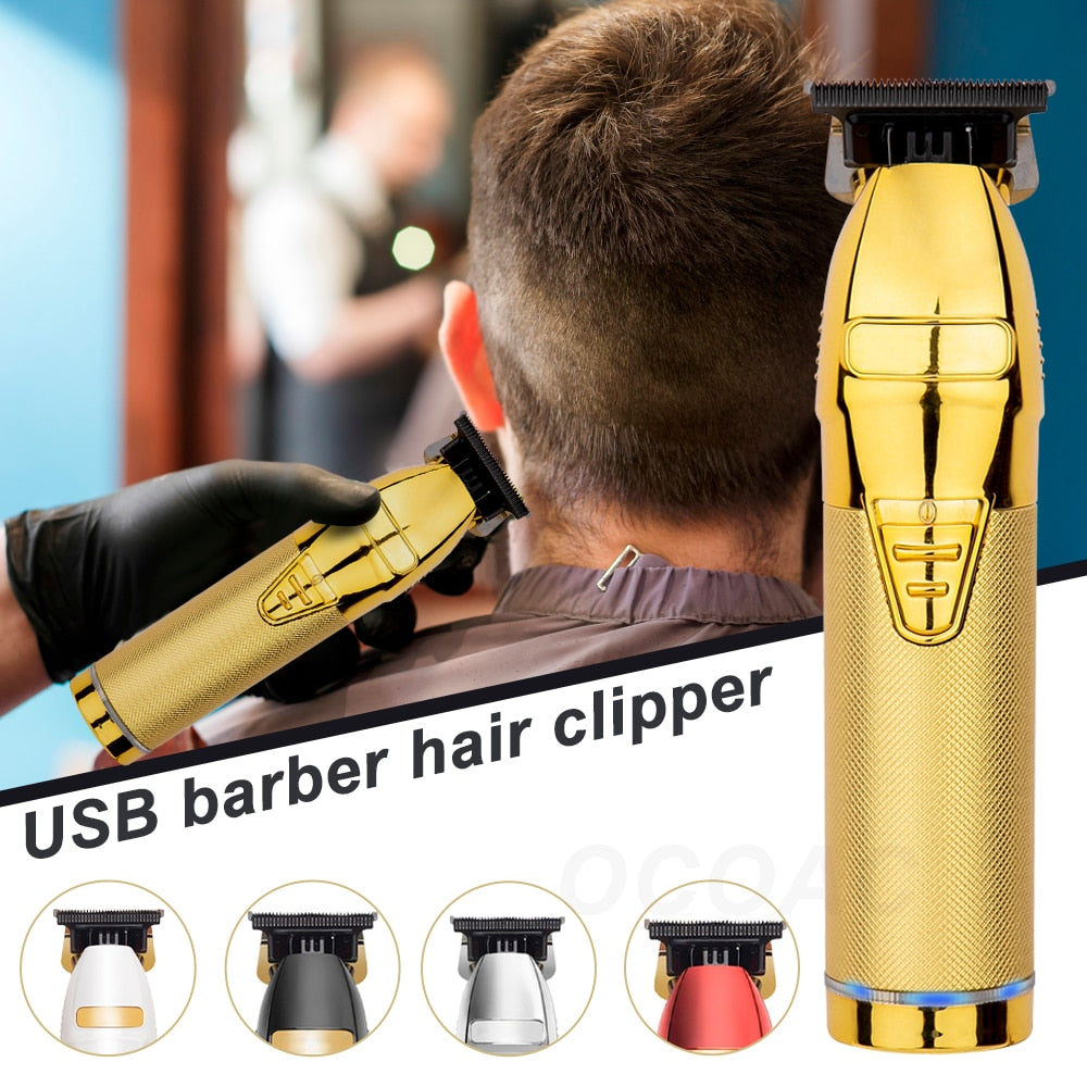 Gold Electric Trimmer For Men Cordless Shaver Barber Hair Clipper