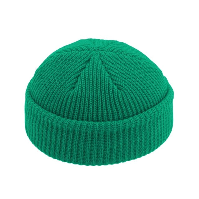 Brimless Hats Hip Hop Beanie Skullcap Street Knitted Hat Women Men Acrylic Unisex Casual Solid Pumpkin Portable Melon Cap